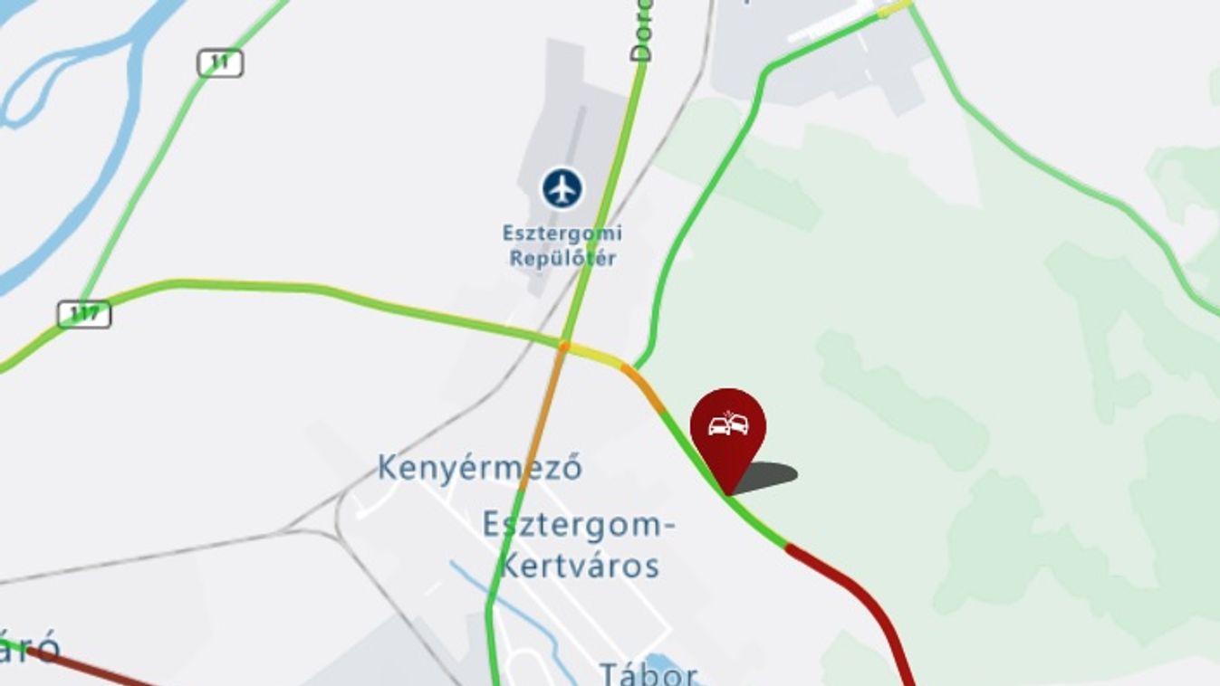 Teljes útzár a 117-es úton: teherautó és személyautó ütközött Kesztölcnél