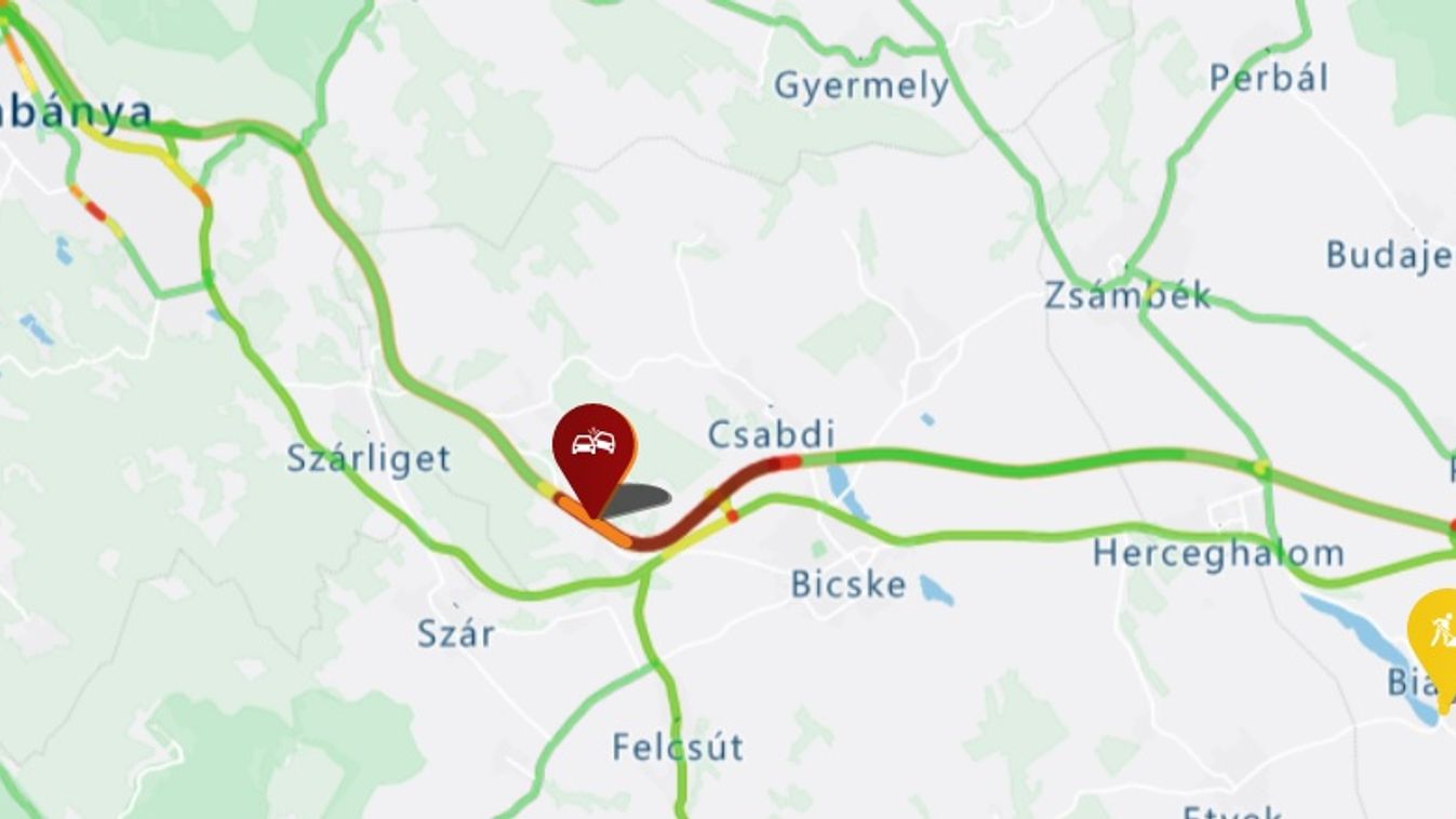 Felborult egy autó az M1-esen, torlódik a forgalom - TÉRKÉP