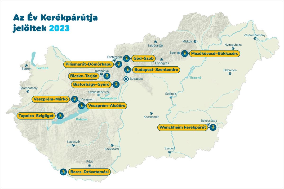 Az idei jelöltek az Év Kerékpárútja versenyen