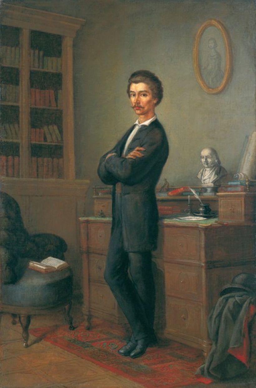 Orlai Petrich Soma: Petőfi dolgozószobájában (olajfestmény, 1861 körül)