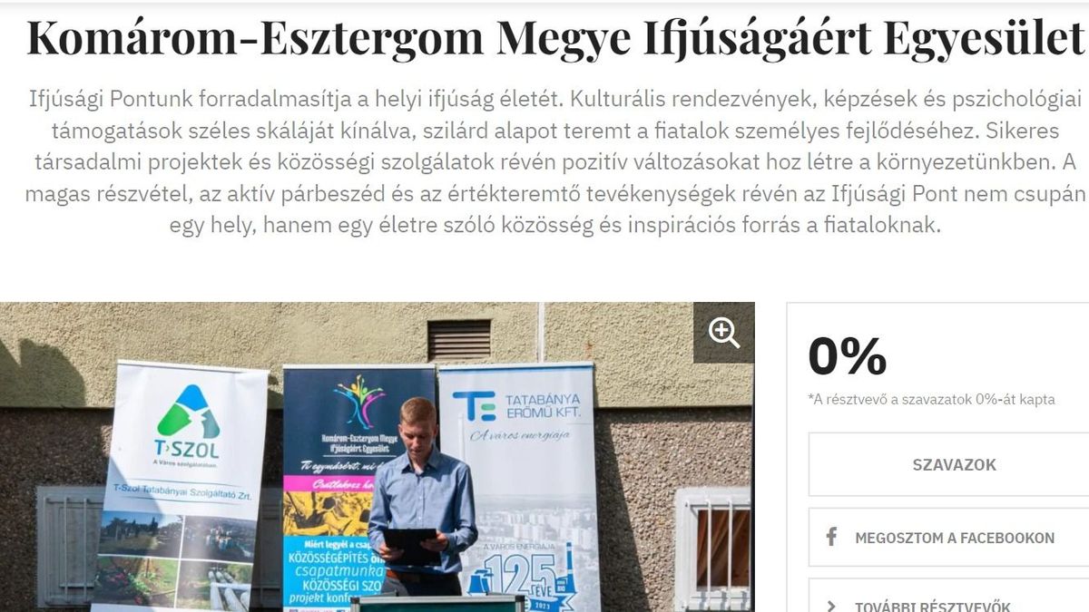 NIOK Alapítvány Civil Díj pályázati felhívására jelentkezett a Komárom-Esztergom Megye Ifjúságáért Egyesület is