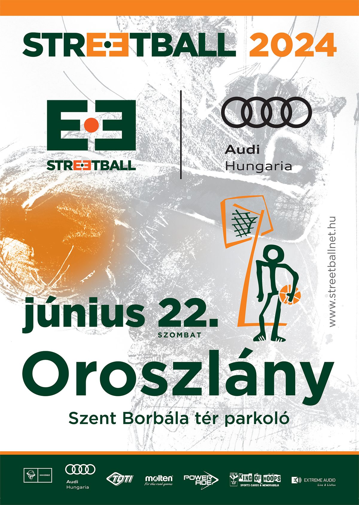 Június 22-én rendezik a következő utcai kosárlabda újabb eseményét, Oroszlányban. Az Audi Hungária Streetball 2024 turnéja tehát folytatódik.