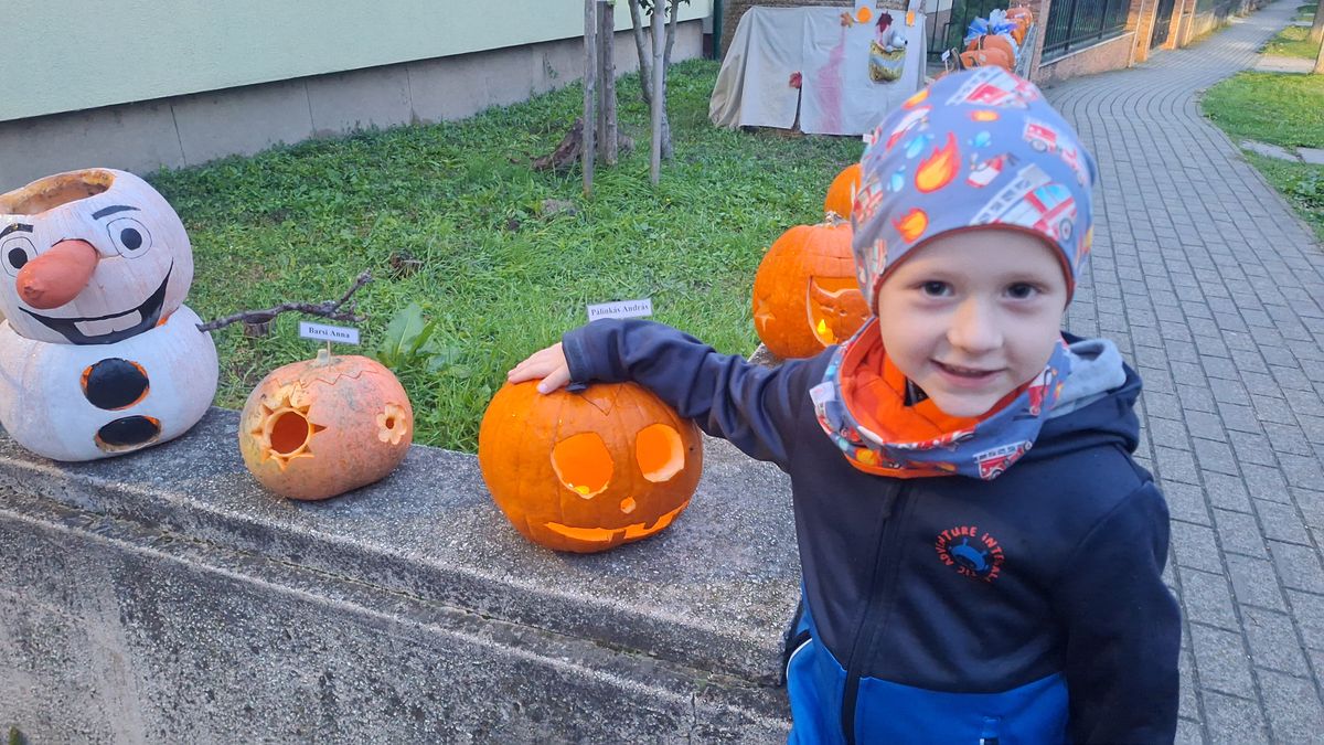 Érdemes elsétálni sötétedés után Kocson az óvoda felé. A kerítésen ugyanis idén is szebbnél szebb és ötletes halloween-i töklámpások világítanak. 