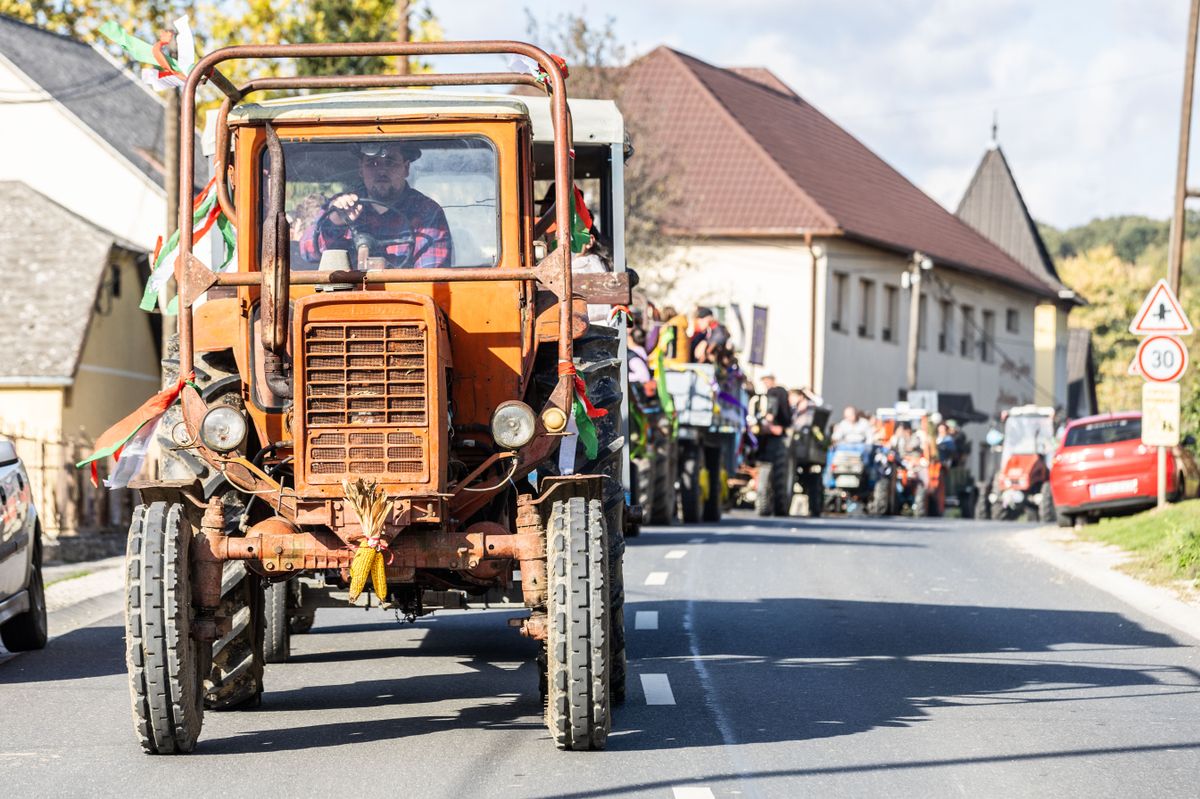 Hosszú sorban haladtak a szüreti felvonulás résztvevői