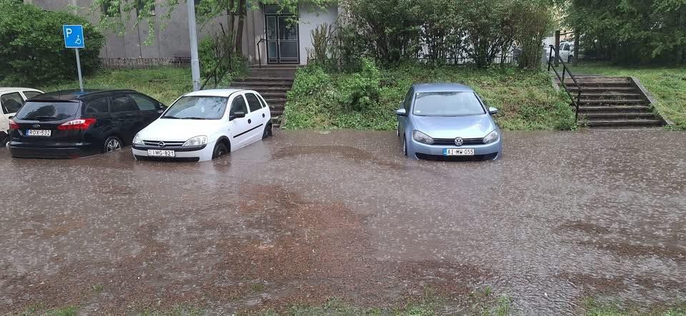 Tatabánya víz alatt a nagy zivatarok miatt