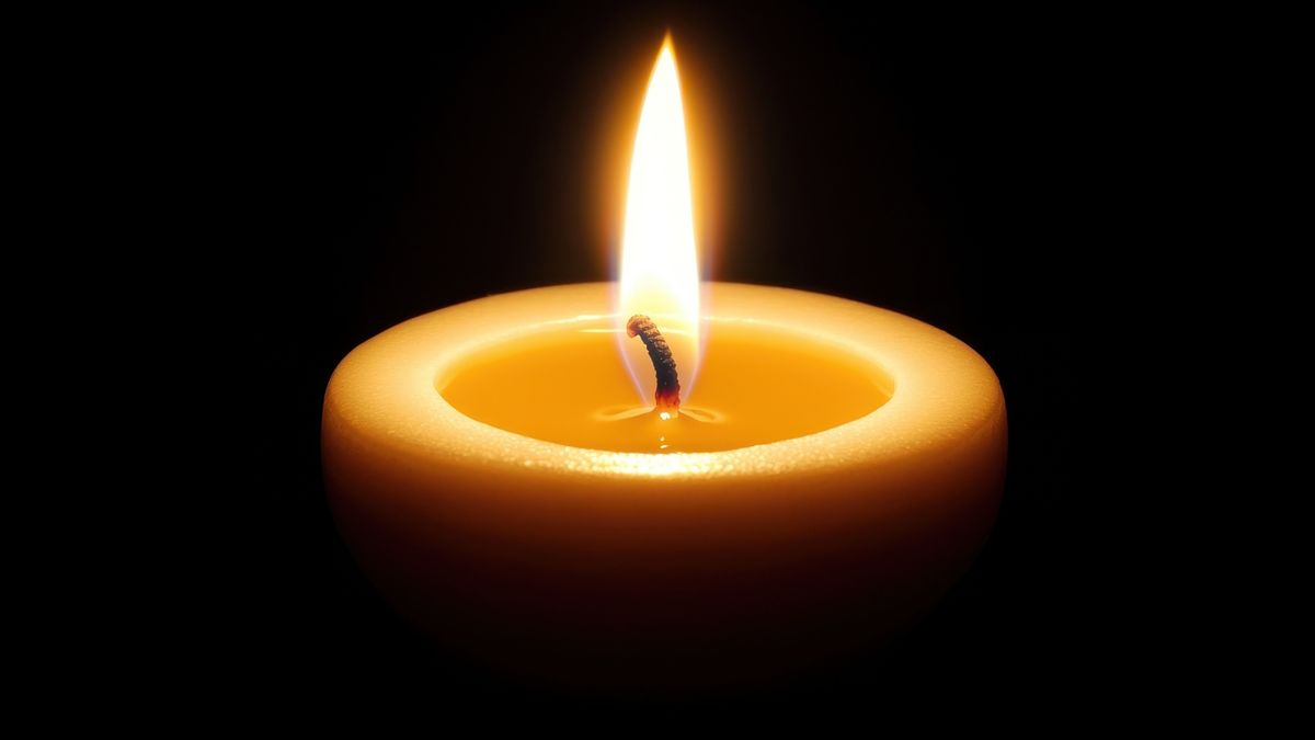 A,Single,,Lit,Candle,Sits,In,The,Center,Of,A gyász gyászhír