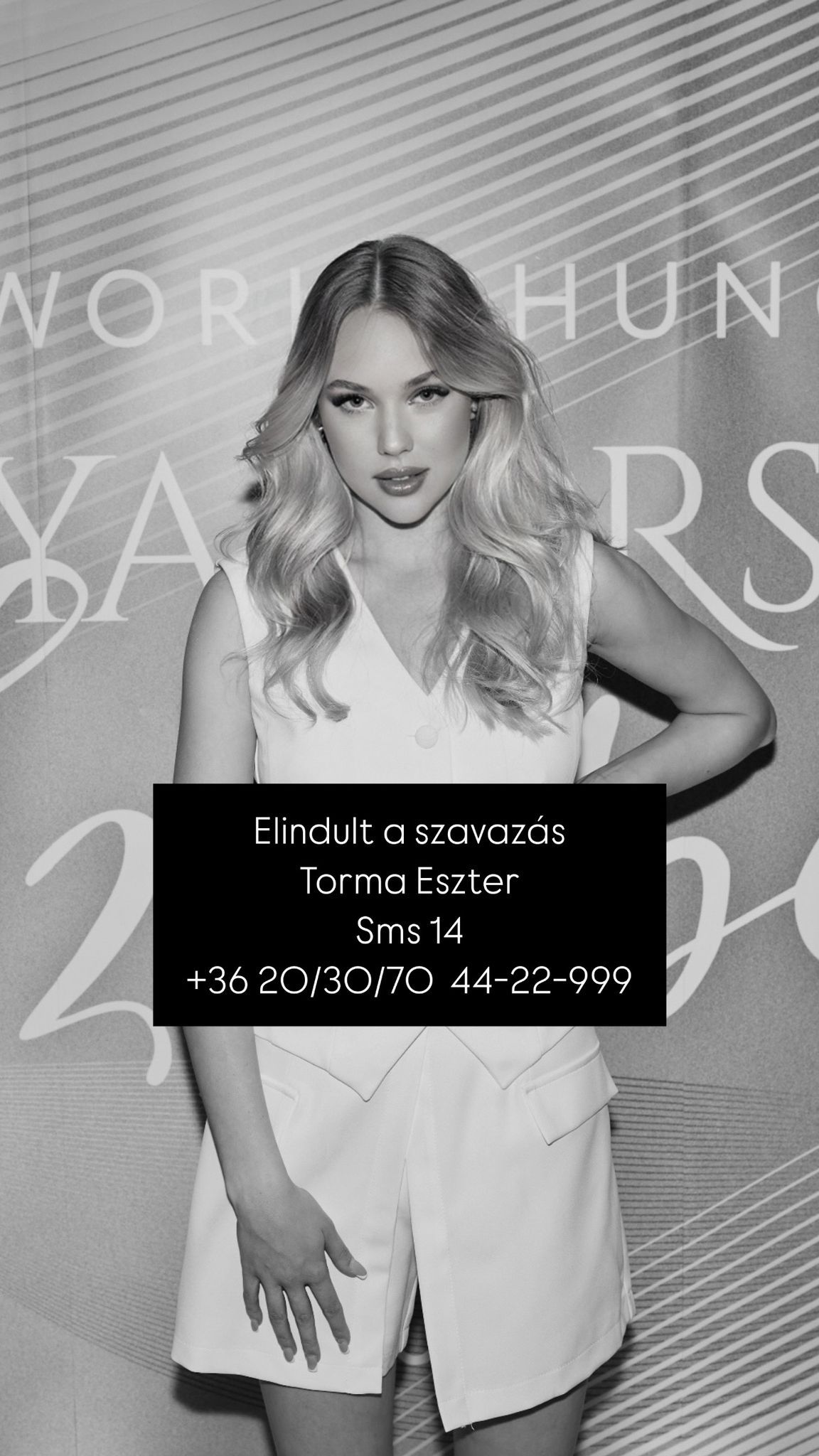 A Komáromban élő, Bécsben tanuló, de magát oroszlányinak valló, és nem melletseg gyönyörű Torma Eszter nagyon várja a szavazatokat a Miss World Hungary döntőjében