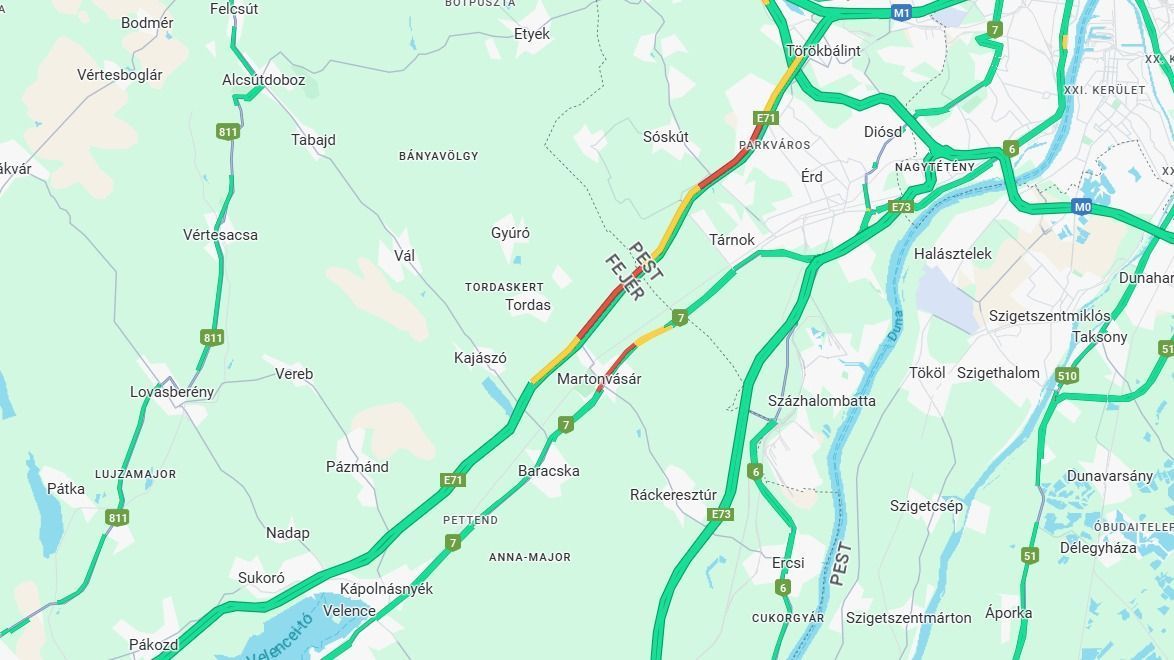Az M7-es autópálya ezúttal Martonvásárnál állt be