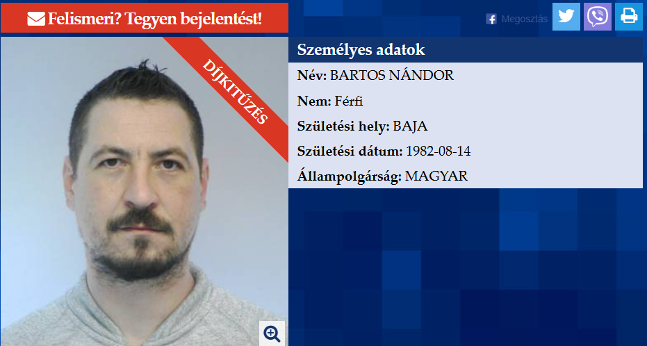 Bartos Sándort embercsempészet miatt körözi a rendőrség